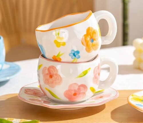 Handmade Ceramic mug with Plate