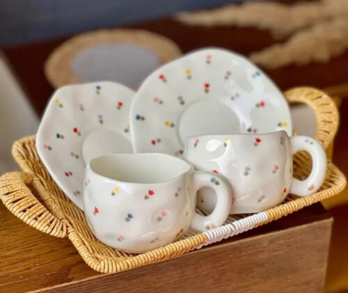 Handmade Ceramic mug with Plate - Image 12
