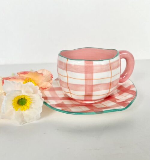 Handmade Ceramic mug with Plate - Image 6