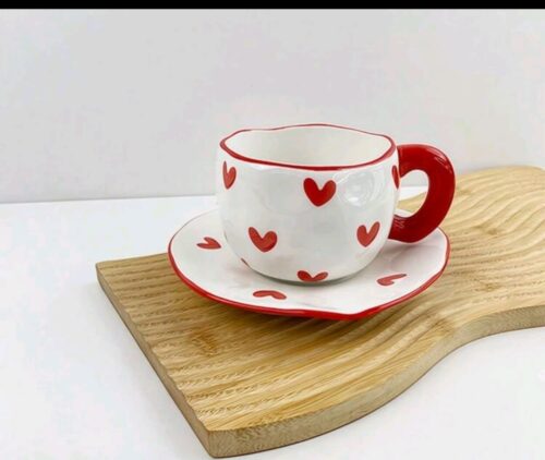 Handmade Ceramic mug with Plate - Image 9