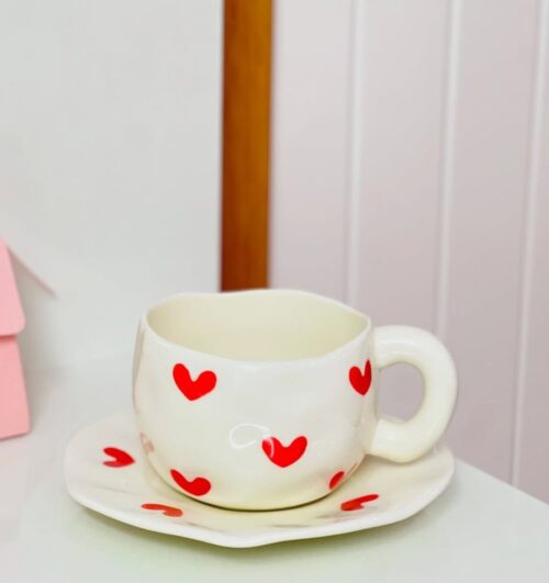 Handmade Ceramic mug with Plate - Image 13