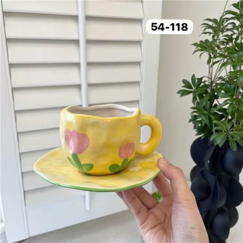 Handmade Ceramic mug with Plate - Image 5