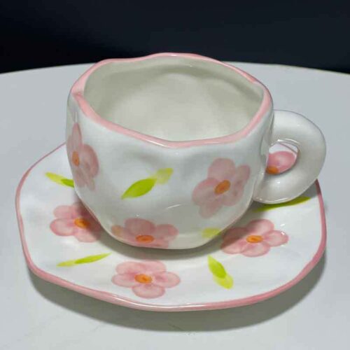 Handmade Ceramic mug with Plate - Image 3