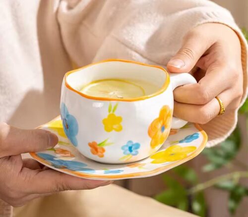 Handmade Ceramic mug with Plate - Image 7
