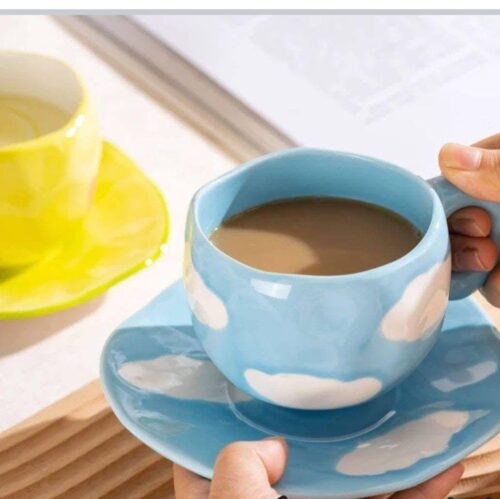 Handmade Ceramic mug with Plate - Image 11