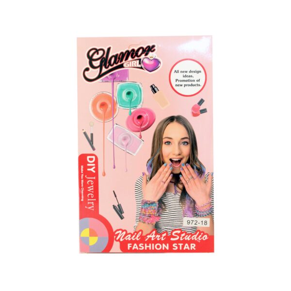 DIY nail art kit for kids Glamor Girl nail studio children's beauty play set kids fashion toy set nail polish kit for girls jewelry making kit for kids fashion star playset pretend makeup toy creative gift for girls nail and jewelry DIY kit