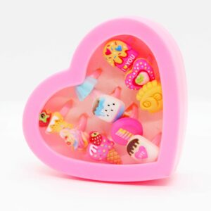 Kids candy shaped rings jewlery set small heart shaped box
