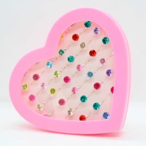 Kids rings jewlery set big heart shaped box