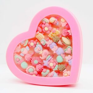 Kids various rings jewlery set big heart shaped box